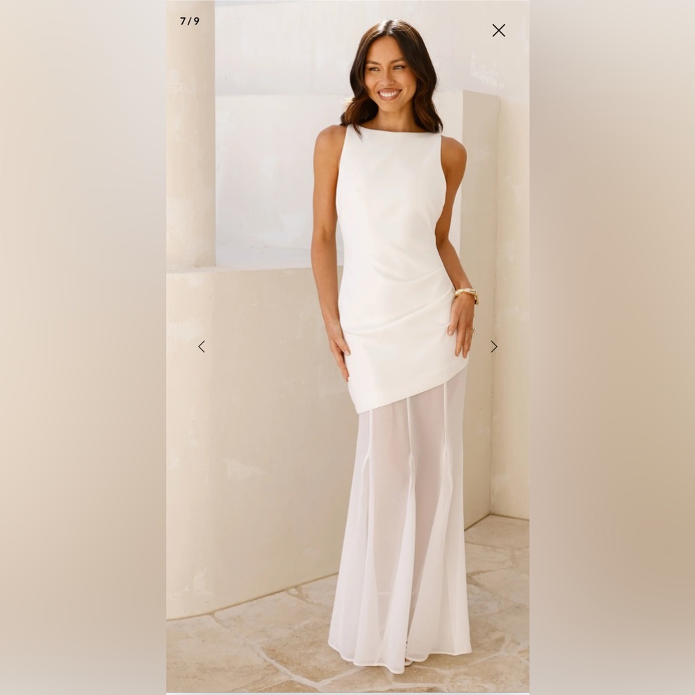 MODERN ART MAXI DRESS WHITE